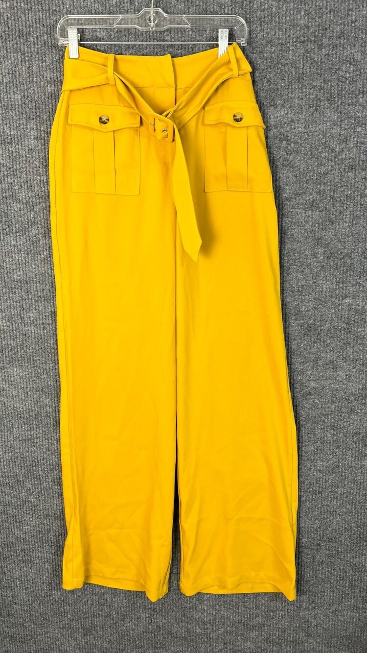Tularosa Trouser Pant Womens Small Yellow Wide Leg Office Corporate Chic Hi Rise